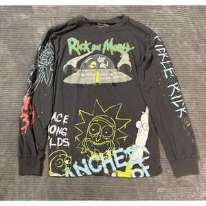 Ricky And Morty Graphic Shirt Mens Small Gray Long Sleeve Crewneck Pullover